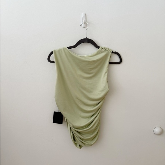 Lulu's Green Asymmetrical Ruched Tank Top - Picture 5 of 5